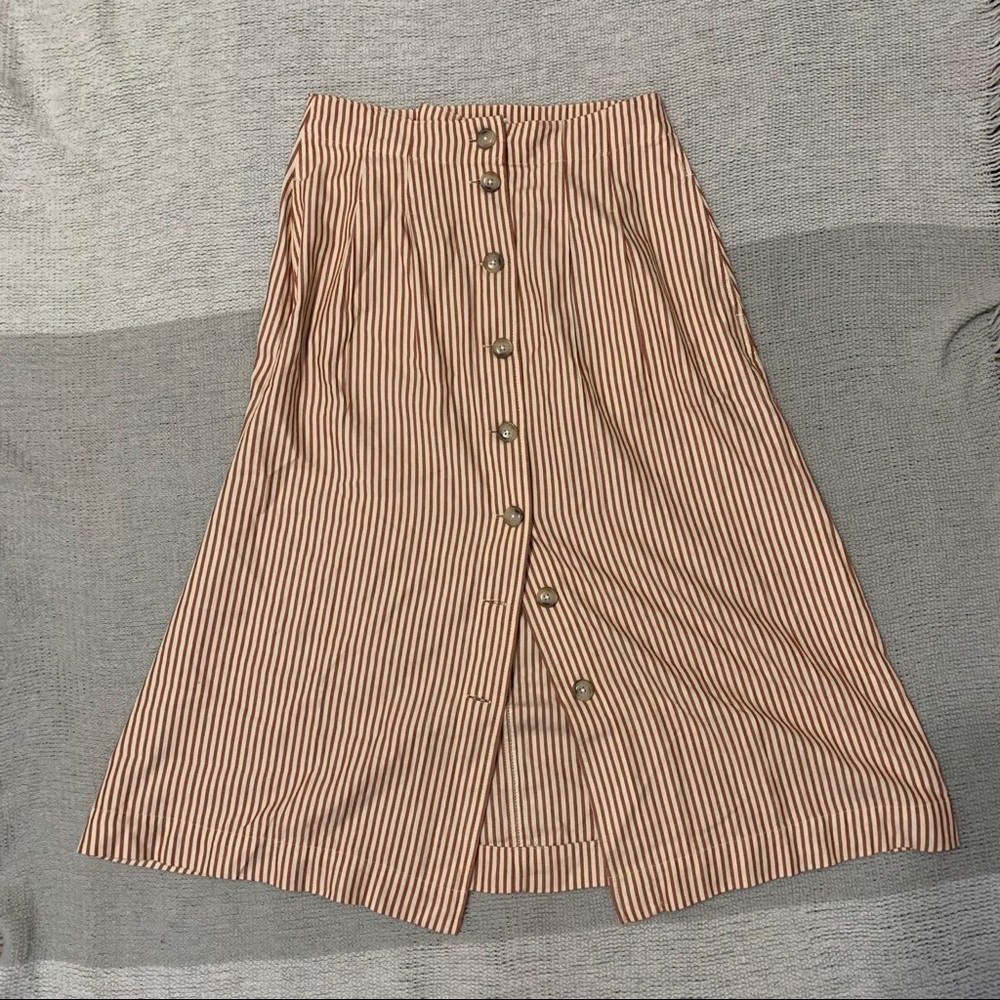 Madewell Striped Button-Front midi skirt - 6